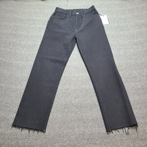 RE/DONE High Rise Loose Jeans Women 25 Black Like New Raw Hem Button Fly